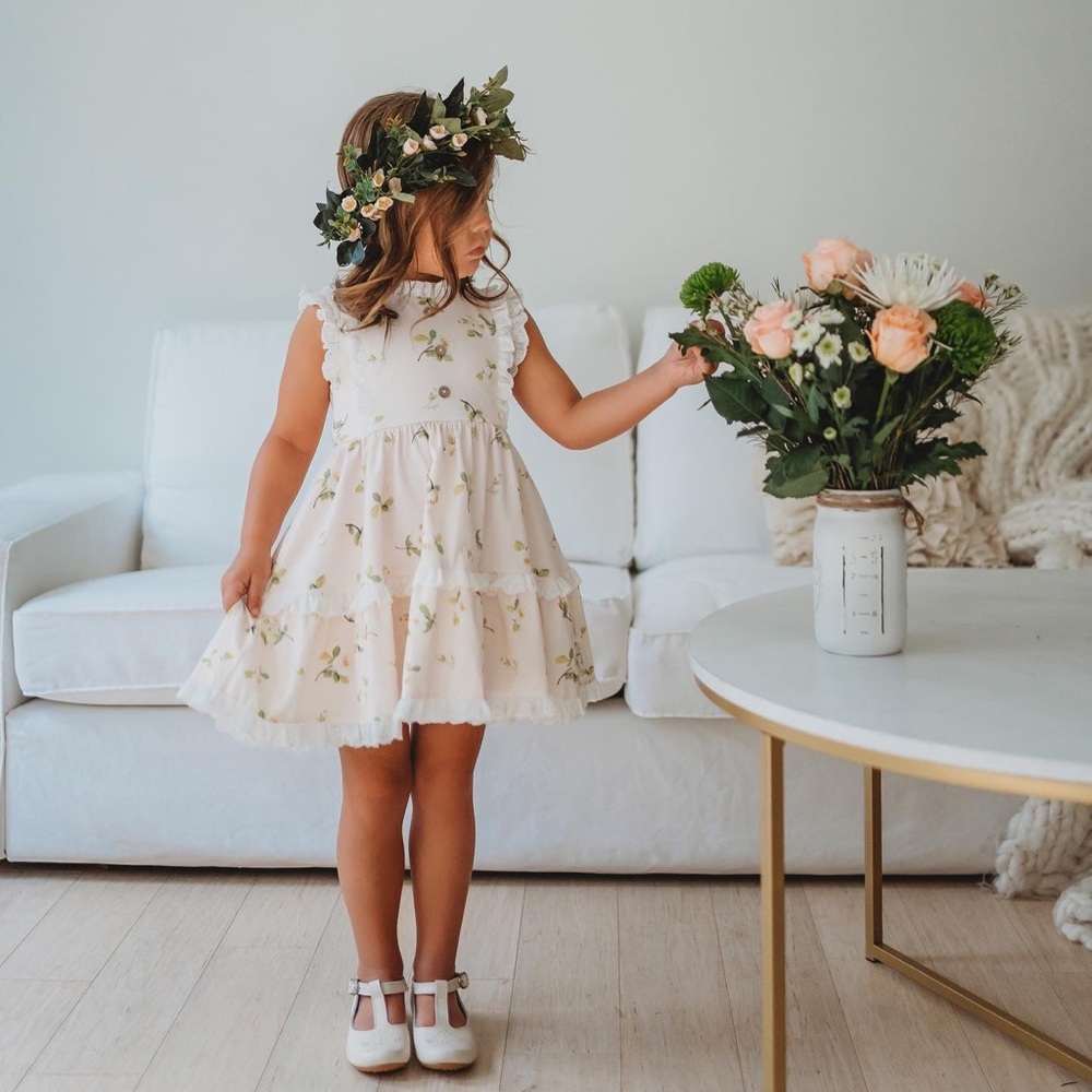 NWT Love and Grow Sweet Magnolia Spring Floral Soft Peach Dress 10Y